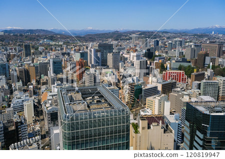 AER Building, Sendai City, Miyagi Prefecture, Sendai cityscape as seen from the observation terrace AER Building, Sendai City, Miyagi Prefecture, Sendai cityscape as seen from the observation terrace 120819947