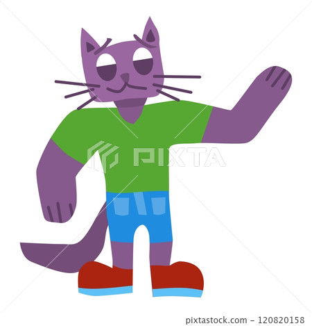 funny cat character in green t-shirt good vector 120820158