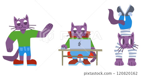 purple serious cats selection small characters new 120820162