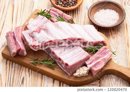 Raw Pork ribs photography . Top view 120820470