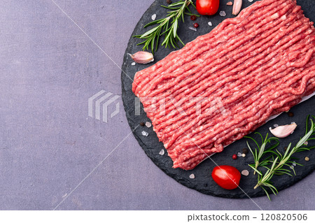 Raw ground meat photography . Top view 120820506