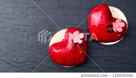 Valentine day and wedding sweet dessert . Two heart love cake Valentine day and wedding sweet dessert . Two heart love cake 120820508