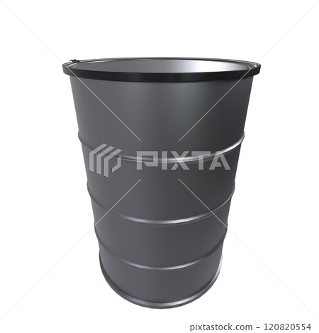 3D rendering of a cylindrical metal container with a wide opening 120820554