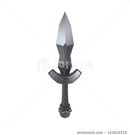 Angled view of a 3D rendered black sword on a white background Angled view of a 3D rendered black sword on a white background 120820558