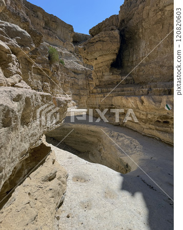 A canyon formed by weathering and erosion of chalk rocks 120820603