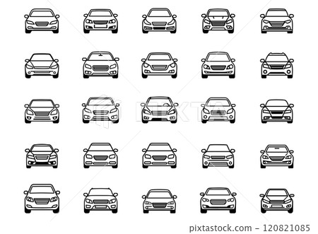 Car line icon set. Logo auto machine and black outline collection traffic sign. Vector illustration automobile design or shape transportation. Drawing pictogram Car line icon set. Logo auto machine and black outline collection traffic sign. Vector illustration automobile design or shape transportation. Drawing pictogram 120821085
