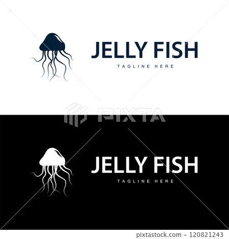Jellyfish logo design template sea animal life simple black silhouette illustration Jellyfish logo design template sea animal life simple black silhouette illustration 120821243