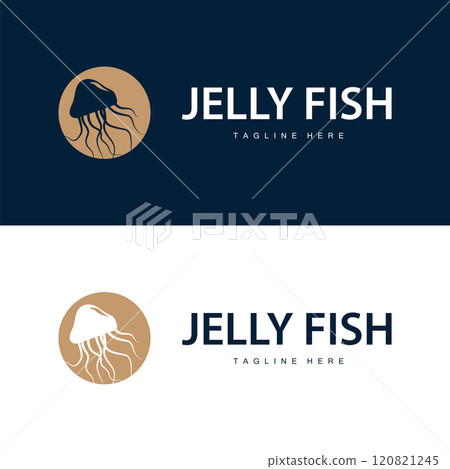 Jellyfish logo design template sea animal life simple black silhouette illustration Jellyfish logo design template sea animal life simple black silhouette illustration 120821245