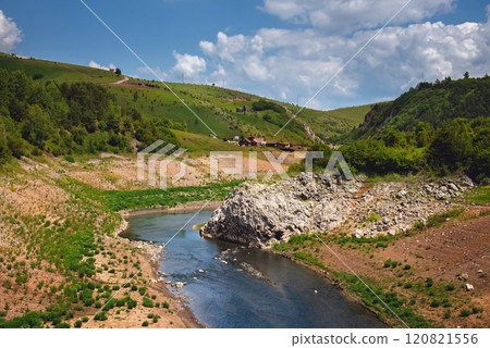 Summer Landscape with Uvac River Flowing in Canyon Summer Landscape with Uvac River Flowing in Canyon 120821556