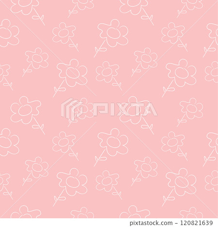 White hand drawn flower seamless patter. Flower doodle design for print, wallpaper, card, textile. 120821639