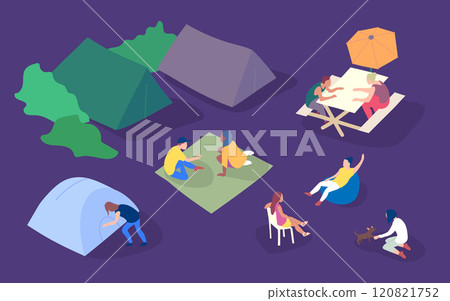 Cartoon Color Characters People on Picnic Concept Night Time Flat Design Style. Vector illustration of Outdoor Summer Leisure Cartoon Color Characters People on Picnic Concept Night Time Flat Design Style. Vector illustration of Outdoor Summer Leisure 120821752