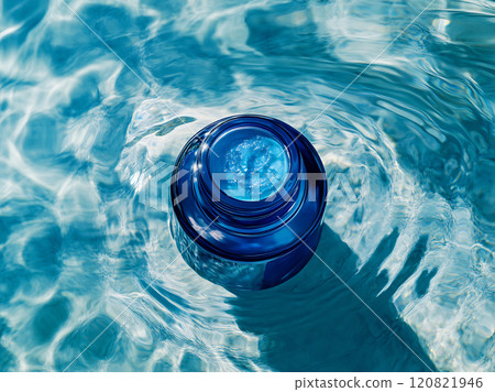 Blue container in clear water 120821946