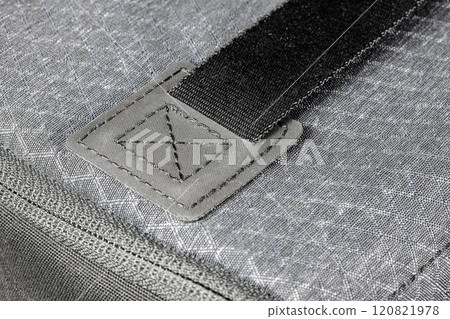 close up gray cloth bag texture with stitched or seam background. 120821978