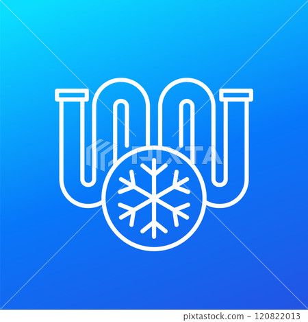 frozen pipe icon, line vector pictogram frozen pipe icon, line vector pictogram 120822013
