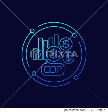 GDP icon, Gross Domestic Product, linear design GDP icon, Gross Domestic Product, linear design 120822014