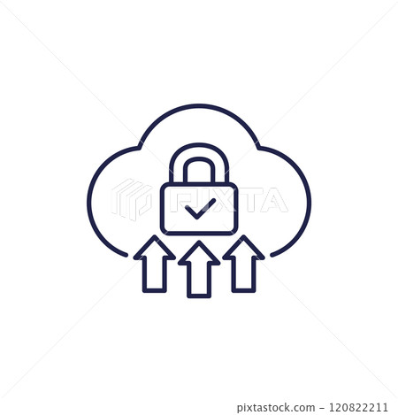 upload to secure cloud line icon 120822211