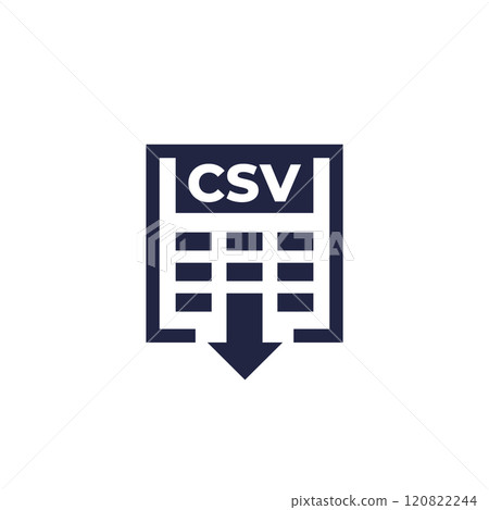 csv icon, download data file vector 120822244