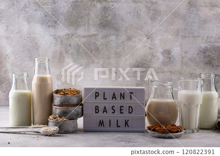 Plant based vegan non dairy alternative milk 120822391