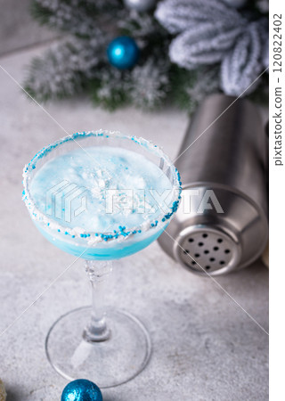 Christmas cocktail with blue curacao Christmas cocktail with blue curacao 120822402