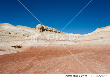 Kyzylkup plateau landscape, Mangystau desert. Rock strata formations Kyzylkup plateau landscape, Mangystau desert. Rock strata formations 120822656