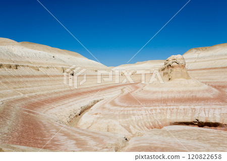Kyzylkup plateau landscape, Mangystau desert. Rock strata formations 120822658
