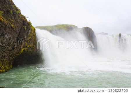 Godafoss falls in summer season view, Iceland 120822703