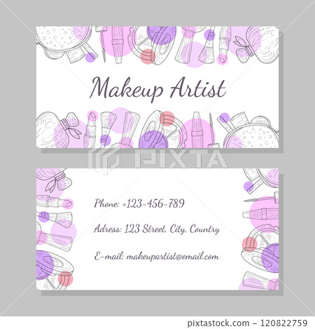 Makeup Artist Business Card, Visiting Card Template with Place for Your Text Vector Illustration Makeup Artist Business Card, Visiting Card Template with Place for Your Text Vector Illustration 120822759