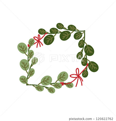 Green Sprigs with Red Ribbon Frame, Natural Design Element for Wedding Invitation, Save the Date, Greeting Card, Poster, Quote Vector Illustration Green Sprigs with Red Ribbon Frame, Natural Design Element for Wedding Invitation, Save the Date, Greeting Card, Poster, Quote Vector Illustration 120822762