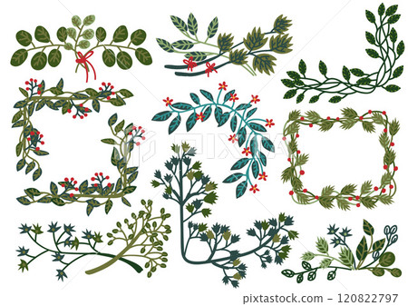 Collection of Green Leaves Wreaths, Natural Design Elements Can Be Used for Wedding Invitations, Save the Date, Greeting Cards, Posters, Quotes Vector Illustration Collection of Green Leaves Wreaths, Natural Design Elements Can Be Used for Wedding Invitations, Save the Date, Greeting Cards, Posters, Quotes Vector Illustration 120822797