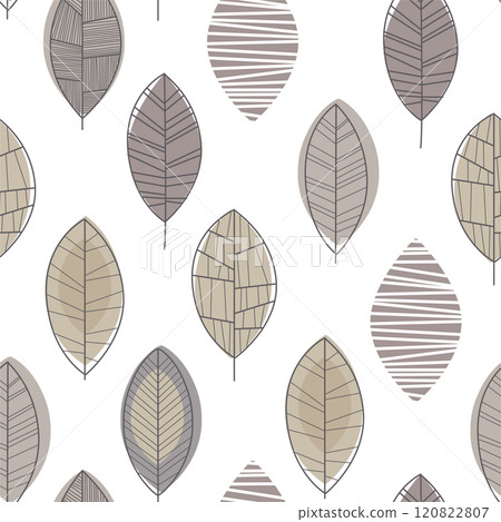 Forest Leaves Seamless Pattern, Design Element Can Be Used for Fabric, Wallpaper, Packaging Vector Illustration 120822807