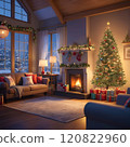 Decorated room on Christmas Eve 120822960