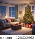 Decorated room on Christmas Eve 120822962