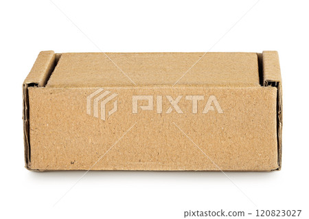 closed empty cardboard box isolated on white background closed empty cardboard box isolated on white background 120823027
