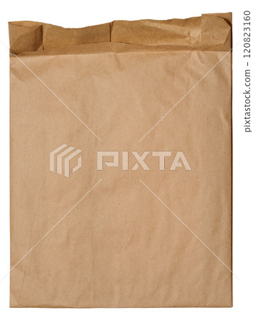 Empty brown kraft paper bag for packaging products in stores on an isolated background 120823160