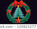 Christmas logo with a Christmas tree in the center 120823277