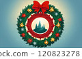 Christmas logo with a Christmas tree in the center 120823278