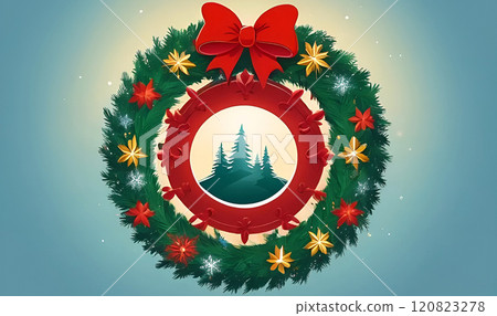 Christmas logo with a Christmas tree in the center 120823278
