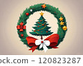 Christmas logo with a Christmas tree in the center 120823287