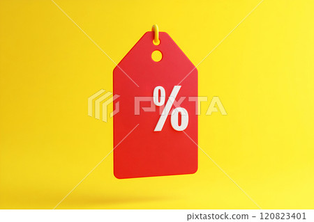 Red sale tag with % sign 120823401