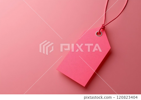 Pink tag on pastel bg 120823404