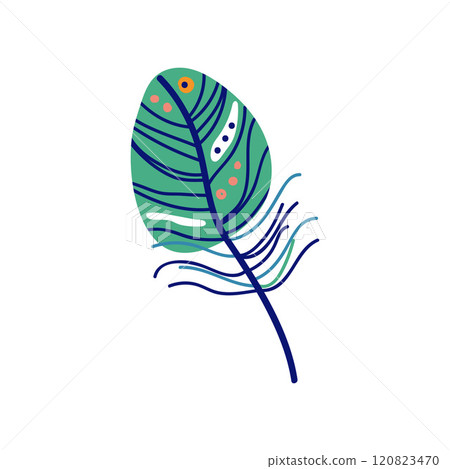 Beautiful Colored Bird Feather Decoration Element Vector Illustration 120823470