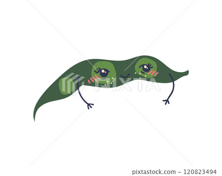 Cute Green Bean Pod with Funny Face, Adorable Vegetable Cartoon Character Vector Illustration Cute Green Bean Pod with Funny Face, Adorable Vegetable Cartoon Character Vector Illustration 120823494