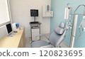 A respiratory therapy room equipped with a pulmonary function test machine, nebulizers, and oxygen therapy equipment. The room features a patient examination chair 120823695