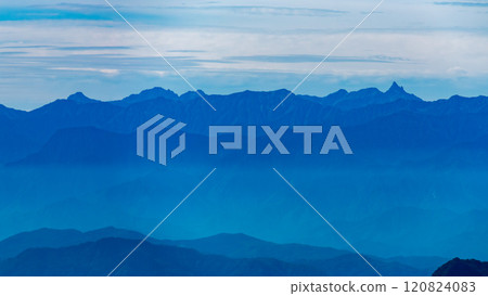 Autumn scenery from the summit of Mt. Iizuna, Northern Alps, Yari-Hotaka mountain range, Nagano city, Nagano prefecture, Japan Autumn scenery from the summit of Mt. Iizuna, Northern Alps, Yari-Hotaka mountain range, Nagano city, Nagano prefecture, Japan 120824083