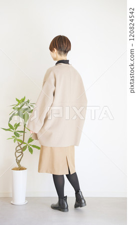 Fashion coordination of women's fall and winter clothes, whole body (portrait) 120824542