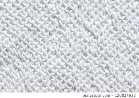 Close up texture of white knitted fabric with detailed pattern 120824638
