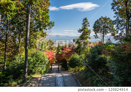 從滋賀縣大津坂本日吉東照宮參道眺望琵琶湖 120824914