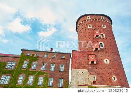 A building made of old red brick with lush green ivy climbing over it on the old Zamek Krolewski na Wawelu castle in the center of Krakow. A building made of old red brick with lush green ivy climbing over it on the old Zamek Krolewski na Wawelu castle in the center of Krakow. 120825045