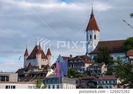 View of the old town of Thun, Thun Castle and Parish Church, Interlaken, Switzerland 120825262