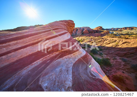 Fire Wave Rock Formation Nevada Desert Panorama Fire Wave Rock Formation Nevada Desert Panorama 120825467